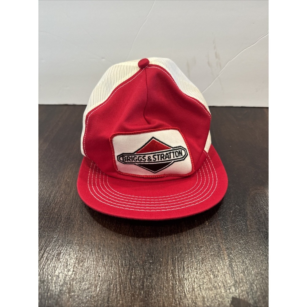 Vintage Briggs & Stratton Mesh Trucker SnapBack Hat USA K-Brand Straight Bill